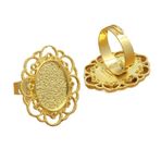 Yüzük Tabanı Ham Parçası, 40 Adet Oval Kabaşon Yüzük Boş Çerçeve Çok Renkli 2 Boyutlu Desenli Cam(Gold color,Fit 18x25mm)