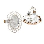 Yüzük Tabanı Ham Parçası, 40 Adet Oval Kabaşon Yüzük Boş Çerçeve Çok Renkli 2 Boyutlu Desenli Cam(SIlver color,Fit 13x18mm)