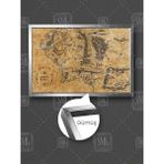 Yüzüklerin Efendisi Filmi Orta Dünya Haritası Lord Of The Rings Çerçeveli Yatay Kanvas Tablo - 120 X 80 - Gümüş