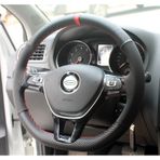Yüzüklü Alcantara - Karbon Model Dikişli Oto Direksiyon Kılıfı mavi