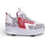 YVZ Patenli Işıklı Spor Ayakkabısı & Tekerlekli Sneakers Paten Ayakkabı Ortopedik Modeli Silikon Teker - Kırmızı - Beyaz - 35