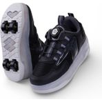YVZ Patenli Işıklı Spor Ayakkabısı & Tekerlekli Sneakers Paten Ayakkabı Ortopedik Modeli Silikon Teker - Siyah - 31