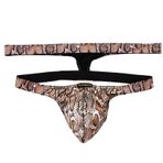 YWBleked Boxer Şort Erkek Erkek Çok Fonksiyonlu Kemer, Seksi, Seksi Yılan Derisi İmitasyonu, Pythons, Avrupa ve Amerikan Tarzı, İkisi Bir Arada Tanga e Boxer Şort Erkek, Altın, M