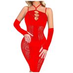 YWBleked Dessous ipek kadın iç çamaşırı seti, kadınlar için, gecelik, gecelik, body, şeffaf iç çamaşırı seti, kadın kıyafeti, Kırmızı, Tek Beden