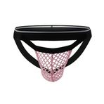 YWBleked Erkek boxer şort, balık ağı, erkek iç çamaşırı, ince, büyük ağ, kalça, U, nefes alır, düşük bel, büyük beden, çift pantolon, erkek iç çamaşırı, beden 8, Pembe., L