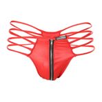 YWBleked Erkek iç çamaşırı, erkek boxer şort, fermuarlı, suni deri, seksi iç çamaşırı, seksi iç çamaşırı, düşük belli tanga pantolon, Heeren külot, Kırmızı, Tek Beden