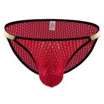 YWBleked Erkek külot, külot, erkek iç çamaşırı, yüksek yırtmaçlı, tanga, büyük bikini, seksi, düşük bel, file kumaş, erkek iç çamaşırı, erkek boxer şort, yumuşak, Kırmızı, S