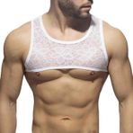 YWBleked Erkek spor slip orijinal Classics erkek file çiçek desenli üst, seksi kısa gece kulübü performansı, kısa kollu tişört, takım elbise, Beyaz, M