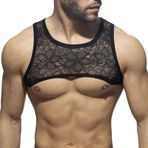YWBleked Erkek spor slip orijinal Classics erkek file çiçek desenli üst, seksi kısa gece kulübü performansı, kısa kollu tişört, takım elbise, Siyah, L