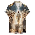 YWBleked Erkek Vintage Baskılı Hawaii Gömleği Erkek Tişörtü Dijital 3D Baskılı, Kısa Kollu Gömlek, Renkli Gömlekli Üst Parça Kısa Kollu Erkek, Gök mavisi, 3XL