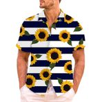 YWBleked Hawaii Çiçek Desenli 3D Baskı Sarı Erkek Gömlek