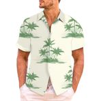 YWBleked Hawaii Çiçek Desenli 3D Baskı Yeşil Erkek Gömlek