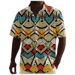 YWBleked Hawaii Geleneksel Casual Çiçek Desenli Afrika Dashiki Tarzında Bej Erkek Gömlek