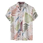YWBleked Hawaii Rahat 3D Baskılı Beyaz Erkek Gömlek