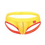 YWBleked İç çamaşırı, erkek iç çamaşırı, modaya uygun, seksi, düşük kesim, erkekler için, açık kalça, polyester, üçgen pantolon, boks şortu, Sarı, XL