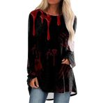 YWBleked Kadın bluz, şık, gotik, kadın, gündelik, üst, kare yaka, kısa kollu, Victoriantton Slit Print T-Shirt Double Layer Shirt, Siyah, XXL