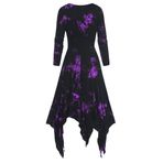 YWBleked Kadın gotik elbise, evaze, diz boyu, fener kollu, yüksek bel, yuvarlak kesim, kokteyl elbisesi, standart kesim, kolsuz, gotik, korse, vintage, çiçekli dantelli, kokteyl, kadın, orta çağ elbisesi, Mor,