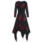 YWBleked Kadın gotik elbise, evaze, diz boyu, fener kollu, yüksek bel, yuvarlak kesim, kokteyl elbisesi, standart kesim, kolsuz, gotik, korse, vintage, çiçekli dantelli, kokteyl, kadın, orta çağ elbisesi,