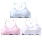 YWBleked Spor sütyeni, kız çocukları için, 3'lü paket, çocuk antrenmanı, büstiyer, pedli, spor iç çamaşırı, tek renkli, alt değiştirme üst giyim, kadınlar için, sargı spor sütyeni, üst giyim, askısız, kız