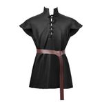 YWBleked Takım elbise yeleği, koyu kahverengi, erkek orta çağ kostümü, cadılar bayramı, tunik, vintage gömlek, orta çağ bağcıklı gömlek, bluz, üst giyim, kostümlü oyun, orta çağ tunik, kostüm, yelek,