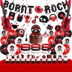 Ywediim Rock and Roll Parti Süslemeleri, Rock Müzik Temalı Parti Malzemeleri için Born to Rock Afiş, Asılı Girdaplar, Pasta Üstleri, Balonlar, Bilezikler ve Masa Örtüleri Dahil