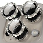 YWXTW iPhone 15 Pro/iPhone 15 Pro Max Kamera Lens Koruyucu Bling, [Yeni Parlak Tasarım] Bireysel Metal Temperli Cam Kamera Kapağı Aksesuarları Kılıf Dostu (Doğal Titanyum Parıltılı)