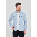 YXC Slim Fit Erkek Kot Gömlek A.Mavi 5XL BEDEN 110-115 KİLO