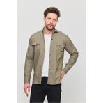 YXC Slim Fit Erkek Kot Gömlek Açık Haki 5XL BEDEN 110-115 KİLO