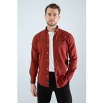 YXC Trend Maker Erkek Gömlek Pamuklu Slim Fit Uzun Kollu Cepsiz Kiremit Erkek Gömlek