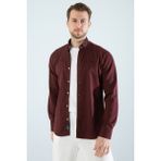 YXC Trend Maker Erkek Gömlek Slim Fit Cepsiz Kot Gömlek - Bordo