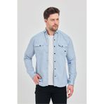 YXC Trend Maker Erkek Gömlek Slim Fit Erkek Buz Mavi Kot Gömlek