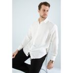 YXC Trend Maker YENİ ÜRÜNDÜR.Erkek Keten Dokulu Oversize Beyaz Erkek Gömlek