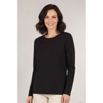YXL COLLECTION Kadın Büyük Beden Bisiklet Yaka Uzun Kollu Modal Basic Anne Penye Bluz Siyah 50