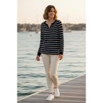 YXL COLLECTION Kadın Büyük Beden Çizgili V Yaka Eteği Büzgülü Uzun Kollu Bluz/Sweatshirt Siyah 50