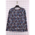 YXL COLLECTION Kadın Büyük Beden Eteği Pileli Kayık Yaka Desenli Anne Bluz Çok Renkli 42