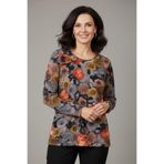 YXL COLLECTION Kadın Büyük Beden Likralı Bisiklet Yaka Çiçek Desenli Yumuşak Kazak Anne Bluz Çok Renkli 48