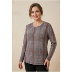 YXL COLLECTION Kadın Büyük Beden Likralı Bisiklet Yaka Ekoseli Yumuşak Kazak Anne Bluz Çok Renkli S