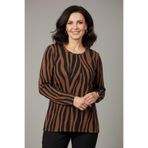YXL COLLECTION Kadın Büyük Beden Likralı Bisiklet Yaka Mix Desenli Yumuşak Kazak Anne Bluz, Çok Renkli 42