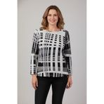 YXL COLLECTION Kadın Büyük Beden Likralı Bisiklet Yaka Mix Desenli Yumuşak Kazak Anne Bluz Gri M