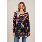 YXL COLLECTION Kadın Büyük Beden Likralı Bisiklet Yaka Mix Desenli Yumuşak Uzun Kazak Anne Bluz Çok Renkli 48