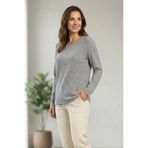 YXL COLLECTION Kadın Büyük Beden Likralı Bisiklet Yaka Petek Dokulu Yumuşak Kazak Anne Bluz Gri 2XL