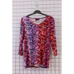 YXL COLLECTION Kadın Büyük Beden Likralı Bisiklet Yaka Renkli Zebra Desenli Truvakar Kol Anne Penye Tişört Bluz Çok Renkli M