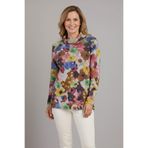 YXL COLLECTION Kadın Büyük Beden Likralı Boğazlı Çiçek Desenli Yumuşak Kazak Anne Bluz Çok Renkli XL