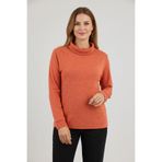 YXL COLLECTION Kadın Büyük Beden Likralı Boğazlı Turuncu Yumuşak Kazak Anne Bluz Turuncu M