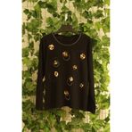 YXL COLLECTION Kadın Büyük Beden Likralı Leopar Aplike Taş Baskılı Uzun Kollu Anne Tişört Bluz - Siyah Siyah 40