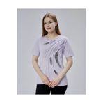 YXL COLLECTION Kadın Büyük Beden Likralı Yaprak Sim Baskılı Kısa Kollu Anne Tişört Bluz - Lila Lila 46