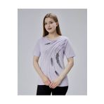 YXL COLLECTION Kadın Büyük Beden Likralı Yaprak Sim Baskılı Kısa Kollu Anne Tişört Bluz - Lila