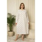 YXL COLLECTION%100 Pamuklu Mevsimlik Uzun Kol Penye Büyük Beden Anne Geceliği Pembe Standart