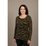 YXL COLLECTION,Kadın Büyük Beden Likralı Bisiklet Yaka Mix Desenli Yumuşak Kazak Anne Bluz Çok Renkli 2XL