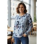YXL COLLECTION,Kadın Büyük Beden Likralı Bisiklet Yaka Mix Desenli Yumuşak Kazak Anne Bluz Çok Renkli 50